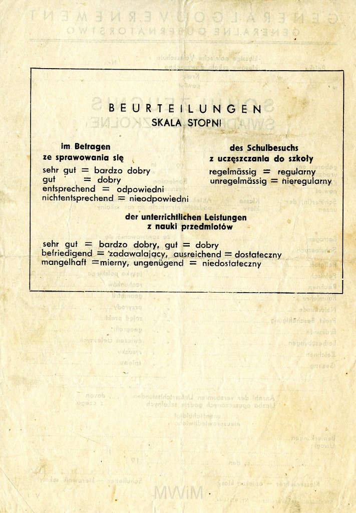 KKE 5848a.jpg - (niemiecki-polski) Dok. Świadectwo szkolne wystawione przez 3 (trzy) klasową Polską Publiczna Szkołę Powszechną w Stanisławicach dla Jana Rogala, Stanisławowice, 14 VII 1944 r.